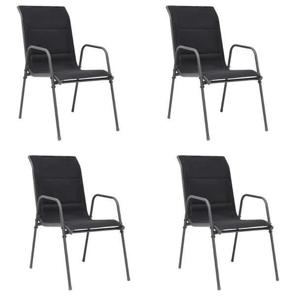 Patio Chairs Stackable Garden Chairs 4 Pcs Steel And Textilene Black