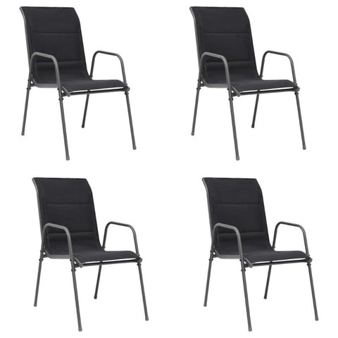 Stackable Garden Chairs 4 Pcs Steel And Textilene Black Patio Chairs