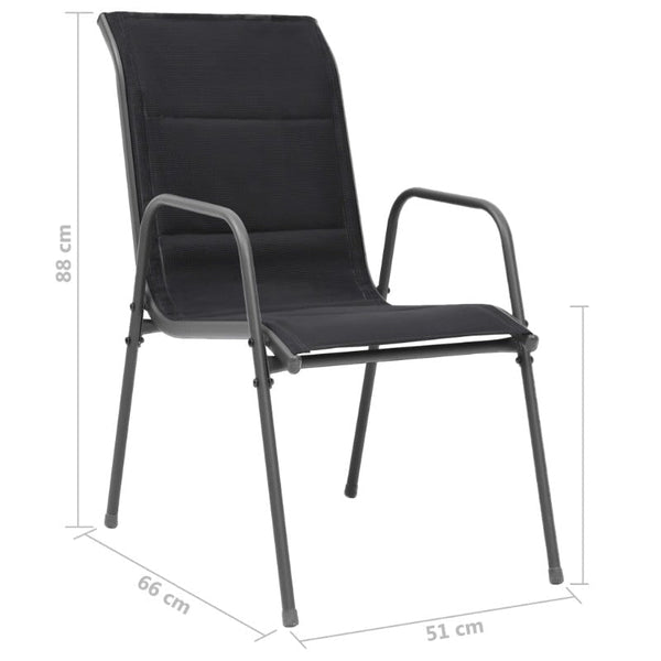 Patio Chairs Stackable Garden Chairs 4 Pcs Steel And Textilene Black