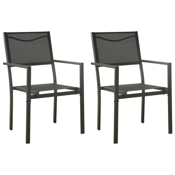 Garden Chairs 2 Pcs Textilene And Steel Black Anthracite Patio Chairs
