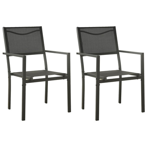 Garden Chairs 2 Pcs Textilene And Steel Black Anthracite Patio Chairs