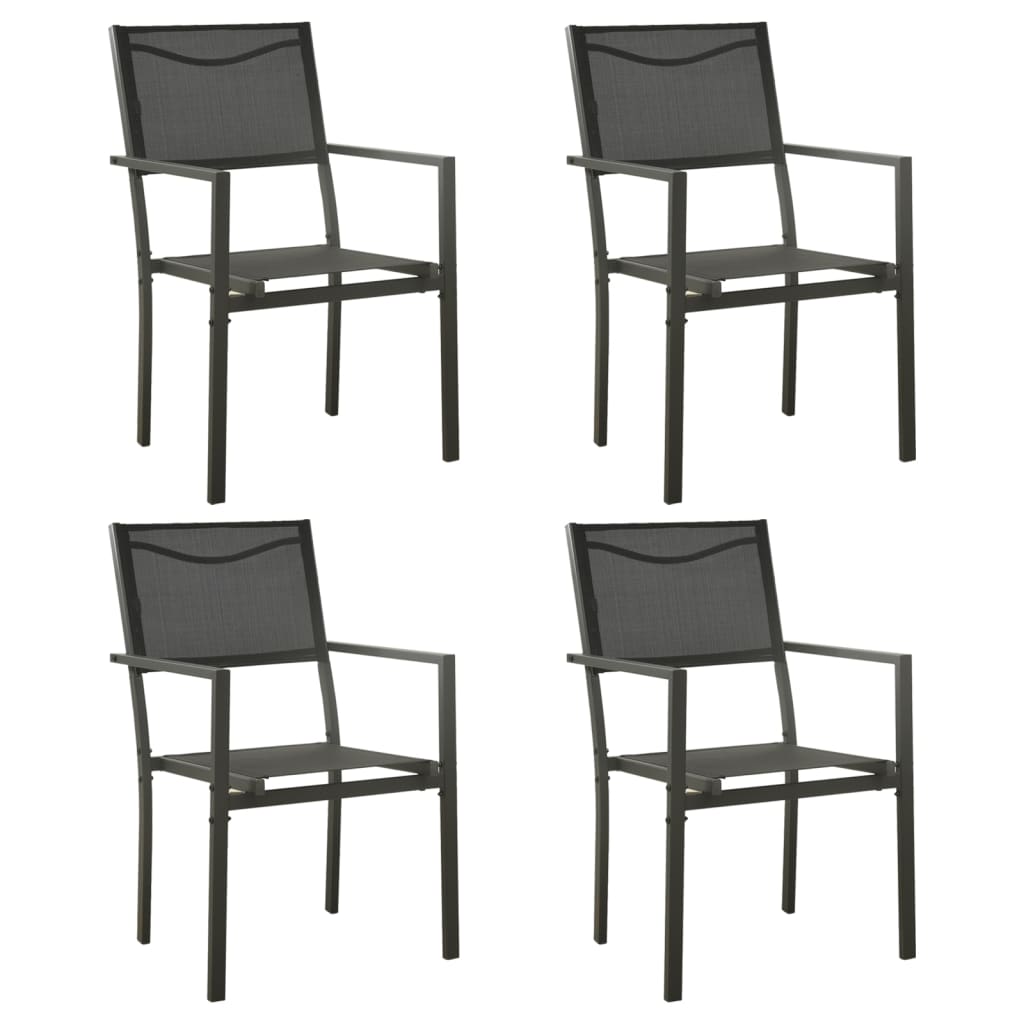 Garden Chairs 4 Pcs Textilene And Steel Black Anthracite Patio Chairs
