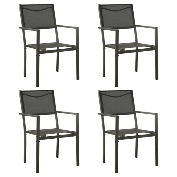 Garden Chairs 4 Pcs Textilene And Steel Black Anthracite Patio Chairs