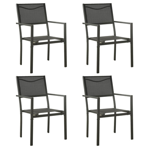 Garden Chairs 4 Pcs Textilene And Steel Black Anthracite Patio Chairs