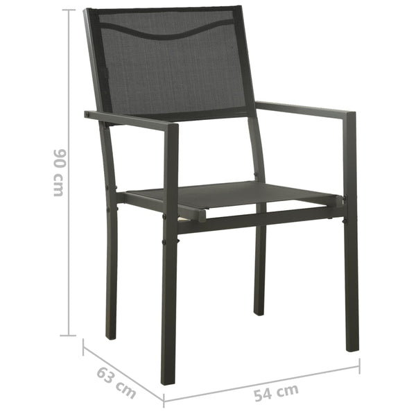 Garden Chairs 4 Pcs Textilene And Steel Black Anthracite Patio Chairs