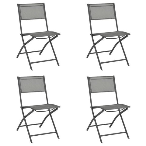 Folding Outdoor Chairs 4 Pcs Grey Steel And Textilene