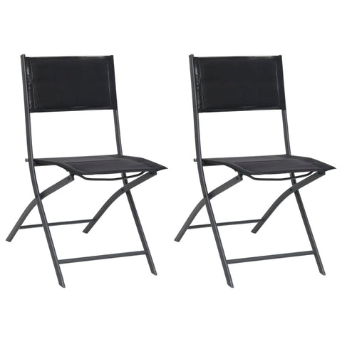 Folding Outdoor Chairs 2 Pcs Steel And Textilene Patio Chairs