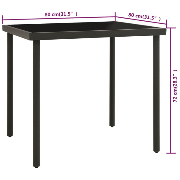 Outdoor Dining Table Anthracite 80X80x72 Cm Glass And Steel Outdoor Dining Sets