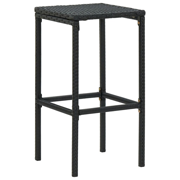Bar Stools With Cushions 2 Pcs Black Poly Rattan Benches Bar Stools