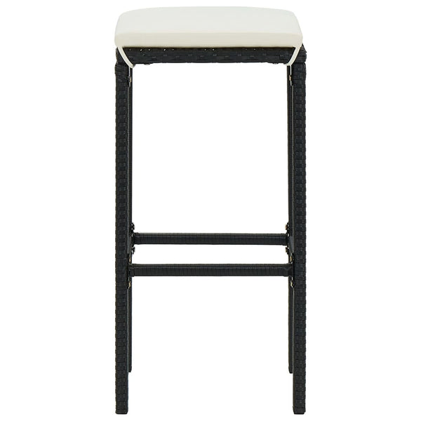 Bar Stools With Cushions 2 Pcs Black Poly Rattan Benches Bar Stools