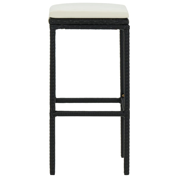 Bar Stools With Cushions 2 Pcs Black Poly Rattan Benches Bar Stools