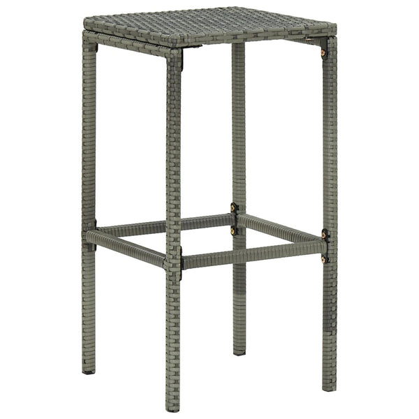 Bar Stools With Cushions 2 Pcs Grey Poly Rattan Benches Bar Stools