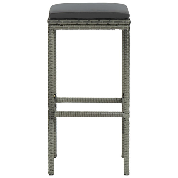Bar Stools With Cushions 2 Pcs Grey Poly Rattan Benches Bar Stools