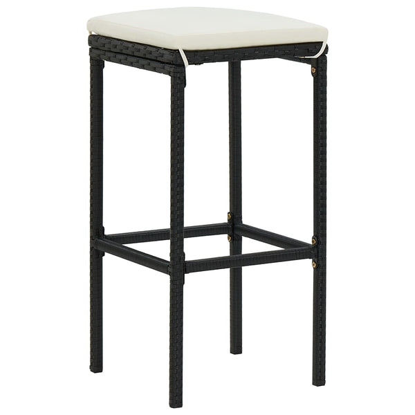 Vidaxl Bar Stools With Cushions 6 Pcs Black Poly Rattan Benches Bar Stools