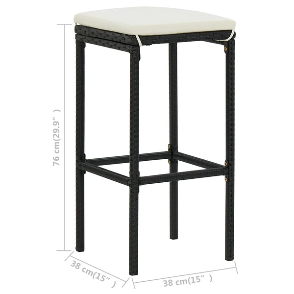Vidaxl Bar Stools With Cushions 6 Pcs Black Poly Rattan Benches Bar Stools