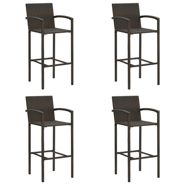Bar Stools 4 Pcs Brown Poly Rattan Benches Bar Stools