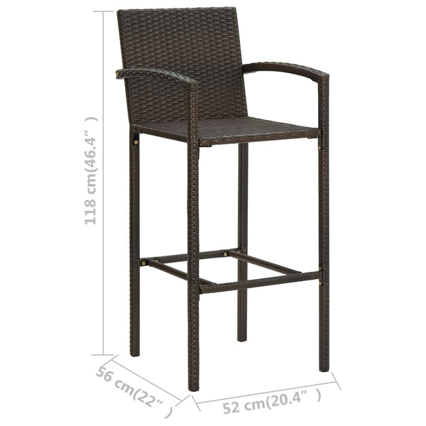 Bar Stools 4 Pcs Brown Poly Rattan Benches Bar Stools