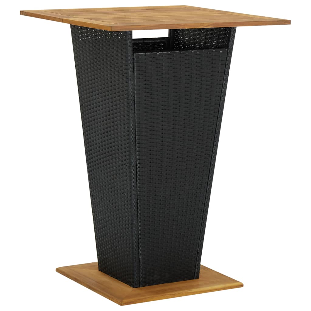 Bar Table Black 80X80x110 Cm Poly Rattan And Solid Acacia Wood Bar Tables