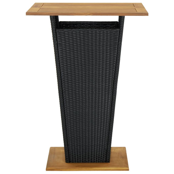 Bar Table Black 80X80x110 Cm Poly Rattan And Solid Acacia Wood Bar Tables