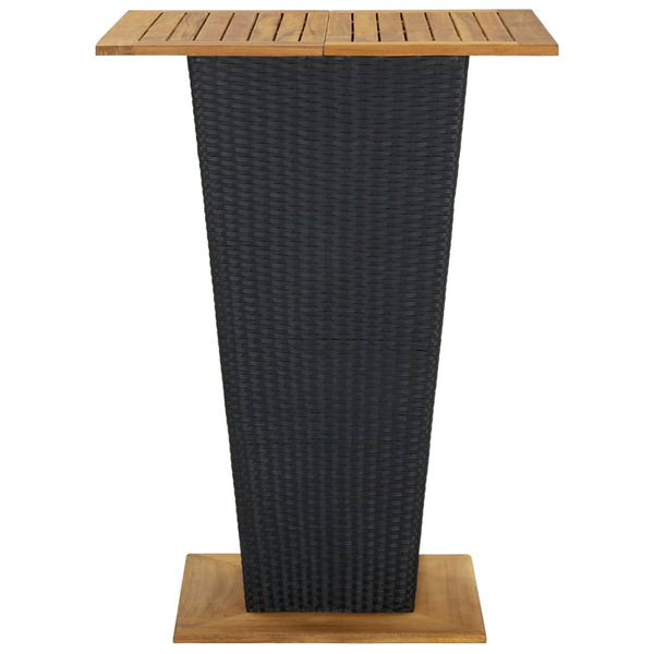 Bar Table Black 80X80x110 Cm Poly Rattan And Solid Acacia Wood Bar Tables