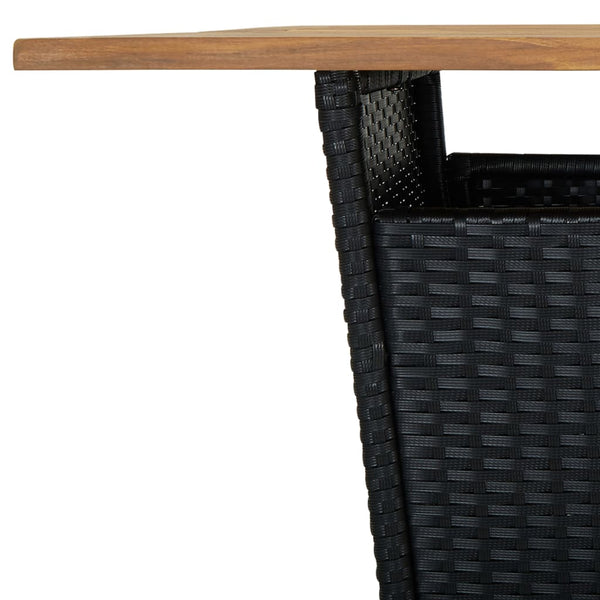 Bar Table Black 80X80x110 Cm Poly Rattan And Solid Acacia Wood Bar Tables