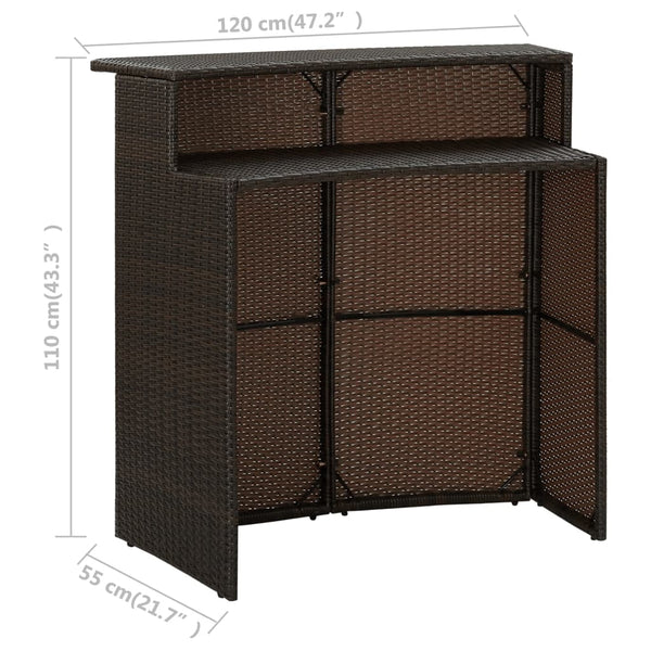 Garden Bar Table Brown 120X55x110 Cm Poly Rattan Bar Tables