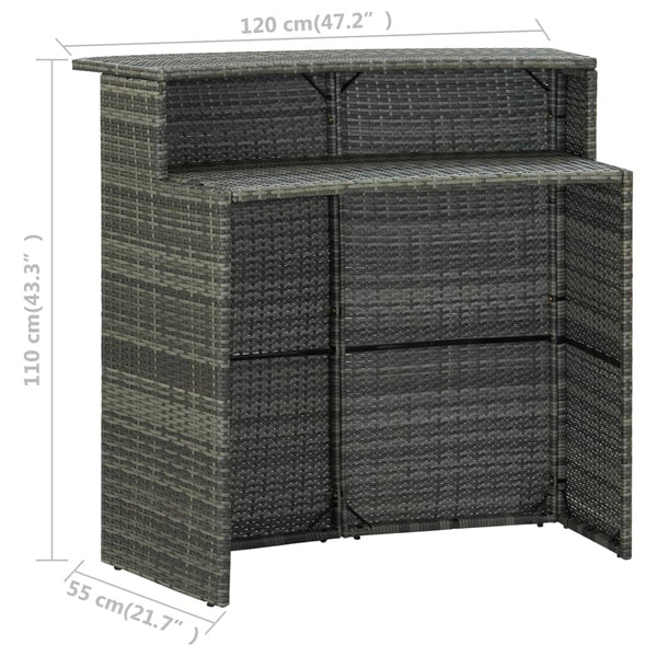 Garden Bar Table Grey 120X55x110 Cm Poly Rattan Bar Tables
