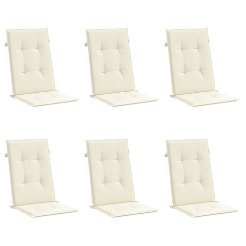 Garden Highback Chair Cushions 6 Pcs Cream 120X50x3 Cm Fabric Patio Chairs