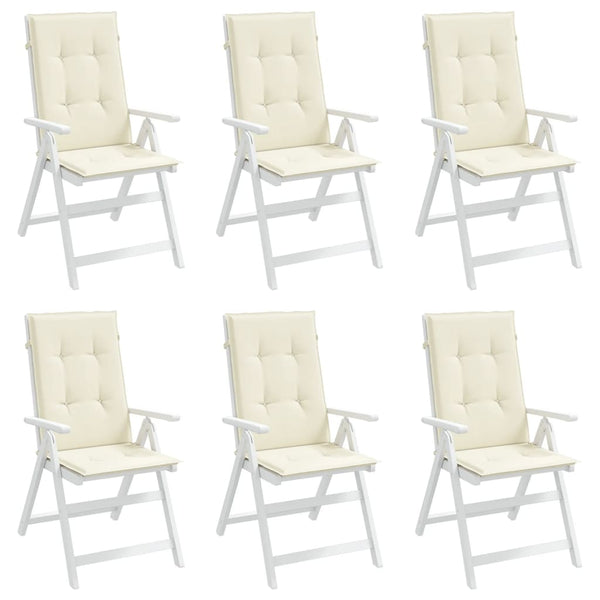 Garden Highback Chair Cushions 6 Pcs Cream 120X50x3 Cm Fabric Patio Chairs
