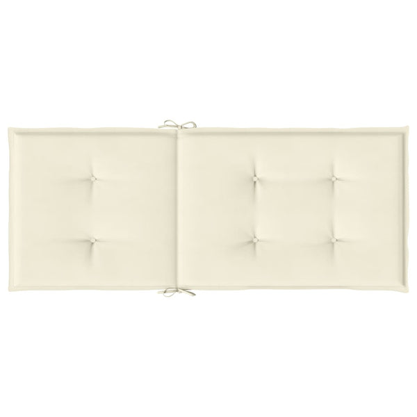 Garden Highback Chair Cushions 6 Pcs Cream 120X50x3 Cm Fabric Patio Chairs