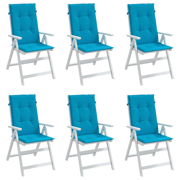 Garden Highback Chair Cushions 6 Pcs Blue 120X50x3 Cm Fabric Patio Furniture Cushions & Pads