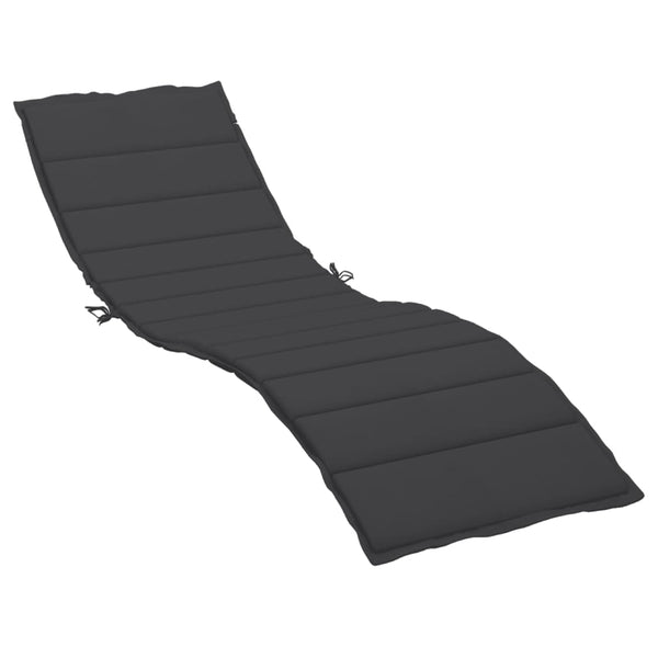 Sun Lounger Cushion Black 200X60x3cm Oxford Fabric Loungers