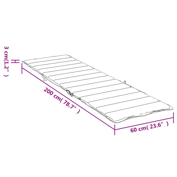 Sun Lounger Cushion Taupe 200X60x3cm Oxford Fabric Loungers