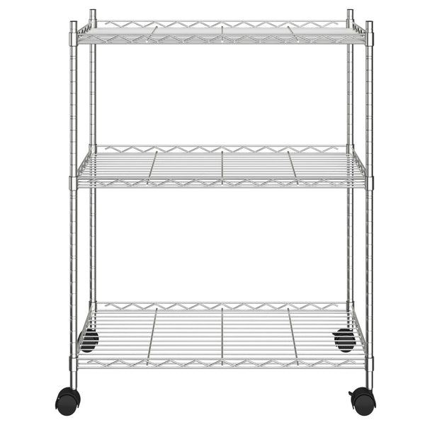 Vidaxl 3 Tier Storage Rack With Wheels 60X35x81 Cm Chrome 150 Kg Tool Shelving & Racking Systems