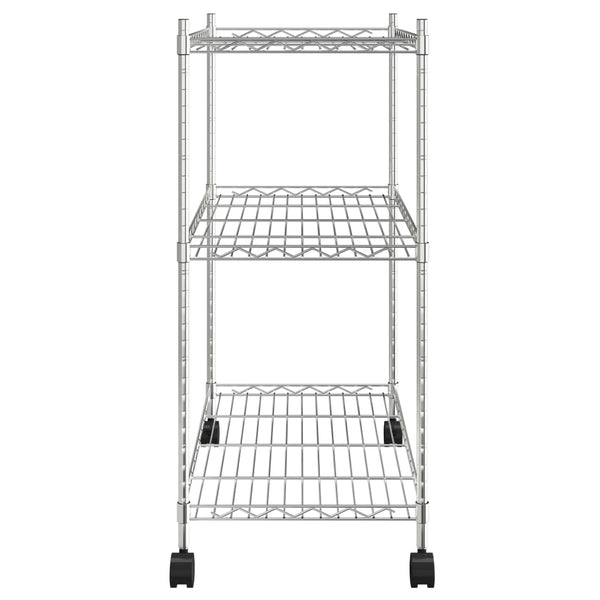 Vidaxl 3 Tier Storage Rack With Wheels 60X35x81 Cm Chrome 150 Kg Tool Shelving & Racking Systems