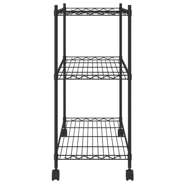 Vidaxl 3 Tier Storage Rack With Wheels 60X35x81 Cm Black 150 Kg Kitchen Carts