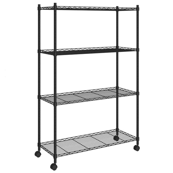 Vidaxl 4 Tier Storage Shelf With Wheels 90X35x142 Cm Black 200 Kg Tool Shelving & Racking Systems
