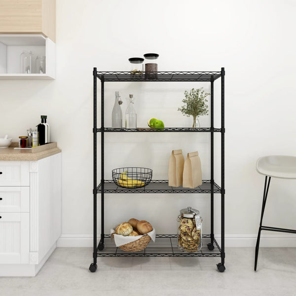 Vidaxl 4 Tier Storage Shelf With Wheels 90X35x142 Cm Black 200 Kg Tool Shelving & Racking Systems
