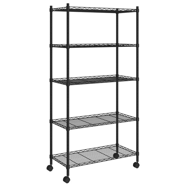 Vidaxl 5 Tier Storage Shelf With Wheels 75X35x155 Cm Black 250 Kg Tool Shelving & Racking Systems