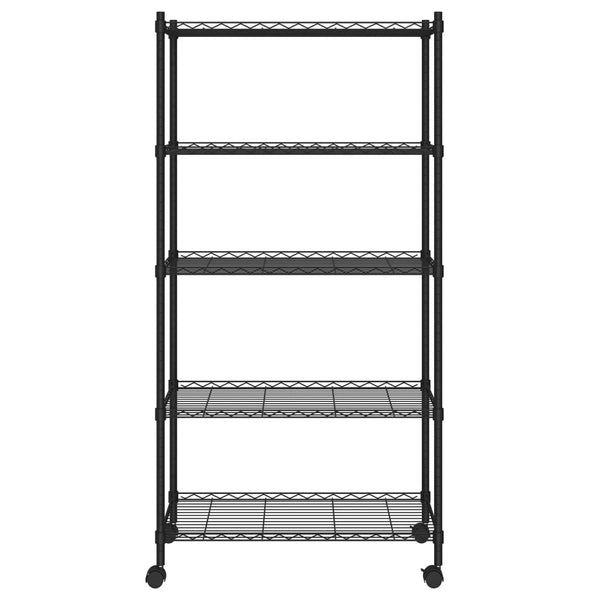 Vidaxl 5 Tier Storage Shelf With Wheels 75X35x155 Cm Black 250 Kg Tool Shelving & Racking Systems
