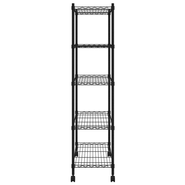 Vidaxl 5 Tier Storage Shelf With Wheels 75X35x155 Cm Black 250 Kg Tool Shelving & Racking Systems