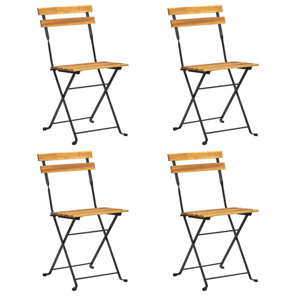 Folding Bistro Chair 4 Pcs Solid Acacia Wood Patio Chairs