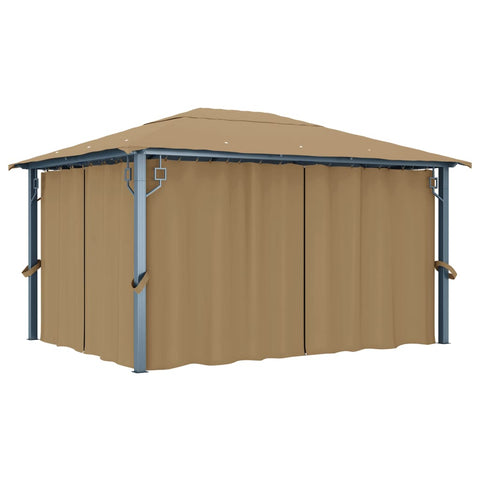 Gazebo With Curtain 400X300 Cm Taupe Aluminium Gazebos & Pergolas