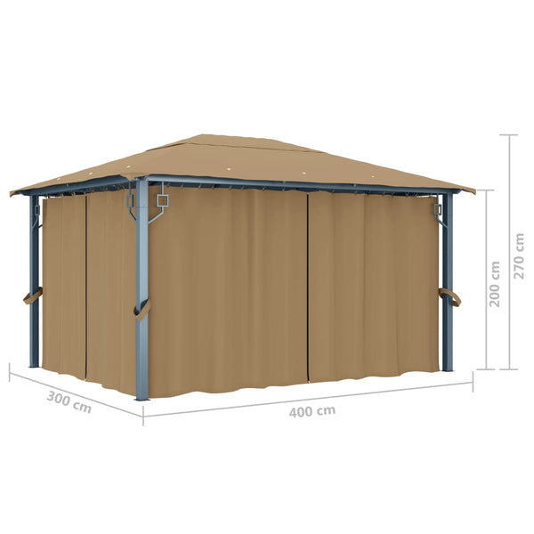 Gazebo With Curtain 400X300 Cm Taupe Aluminium Gazebos & Pergolas