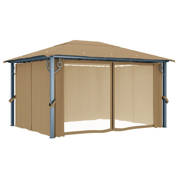 Gazebo With Curtain 400X300 Cm Taupe Aluminium Gazebos & Pergolas