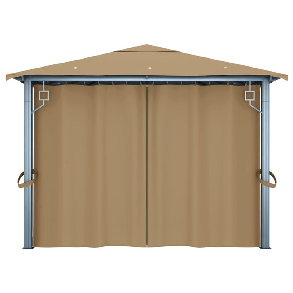 Gazebo With Curtain 400X300 Cm Taupe Aluminium Gazebos & Pergolas