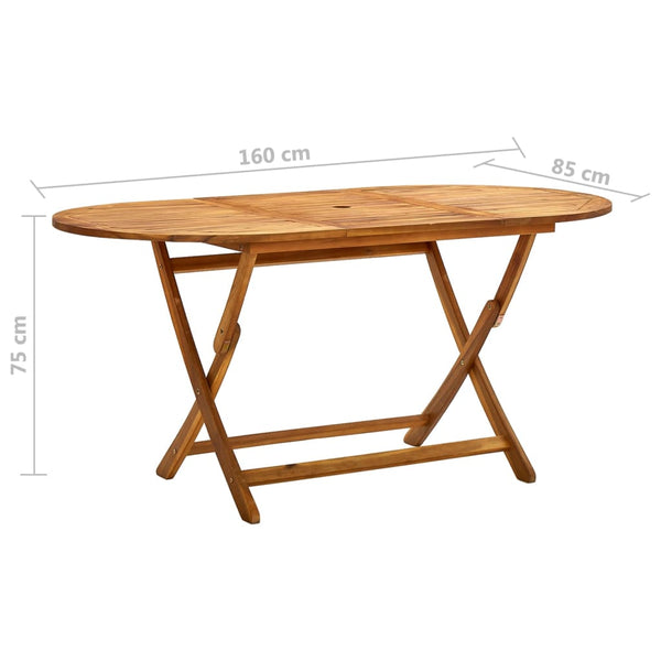 Folding Garden Table 160X85x75 Cm Solid Acacia Wood Patio & Garden Tables