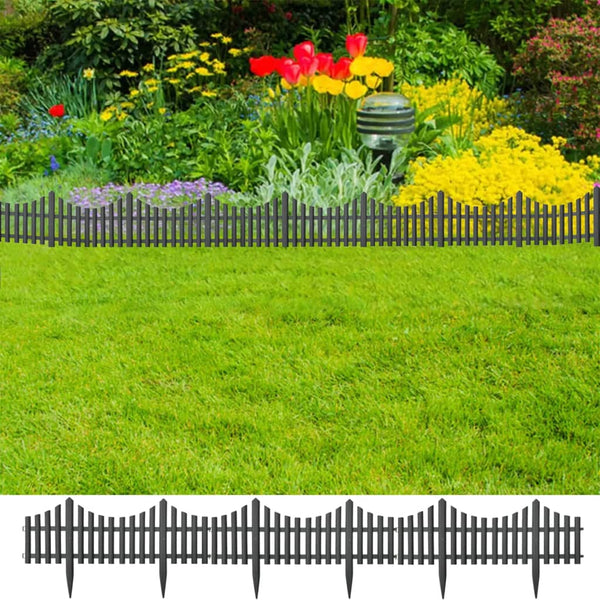 Lawn Edgings 17 Pcs Anthracite 10 M Pp Garden Edging & Borders