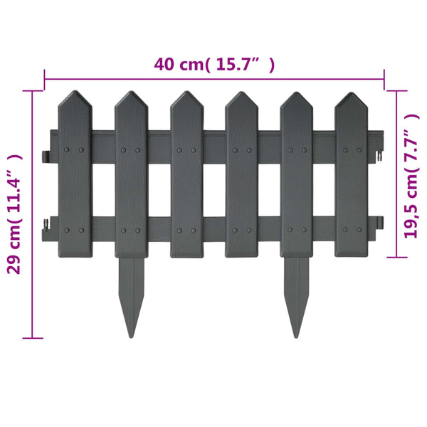 Lawn Edgings 25 Pcs Anthracite 10 M Pp Garden Edging & Borders