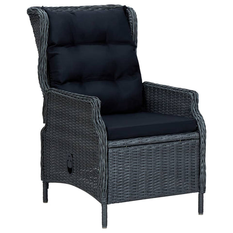 Reclining Garden Chair With Cushions Poly Rattan Dark Grey Patio Chairs